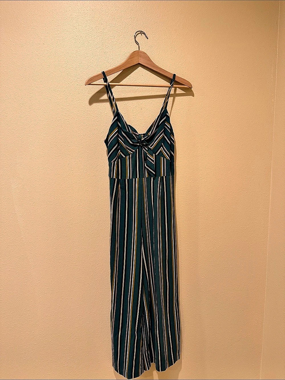 Sweet Rain Striped Wide Leg Jumpsuit in Green & Yellow
